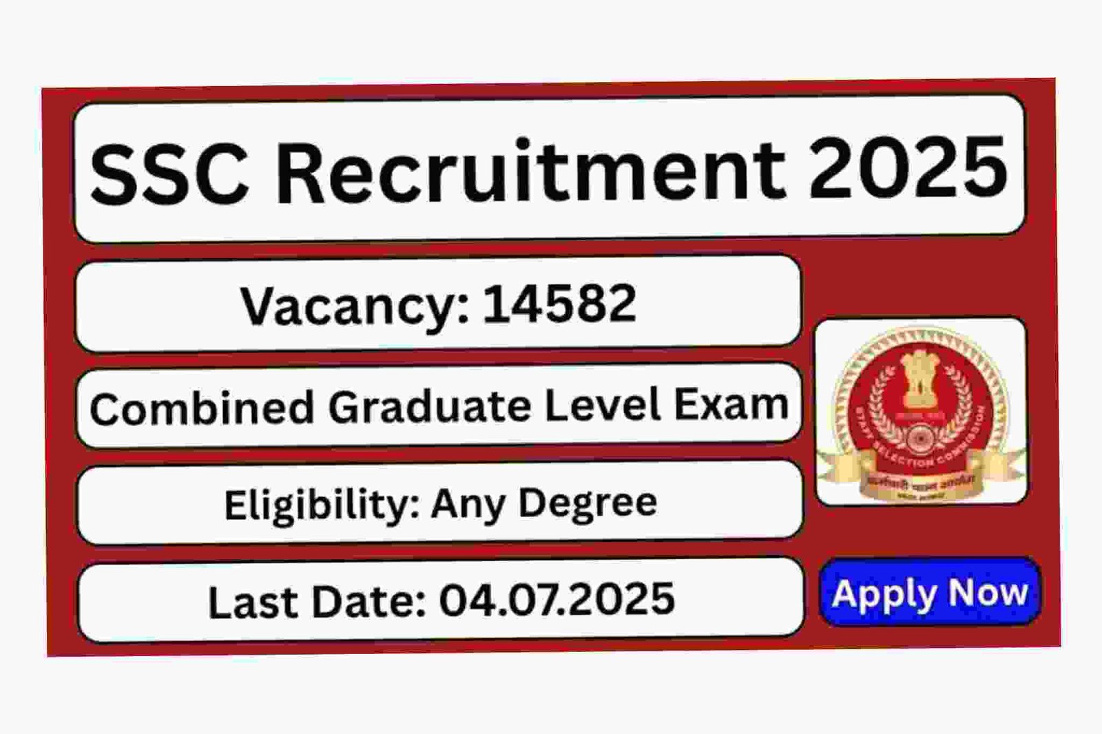 SSC CGL Online Form 2025: 14582 Posts, Apply